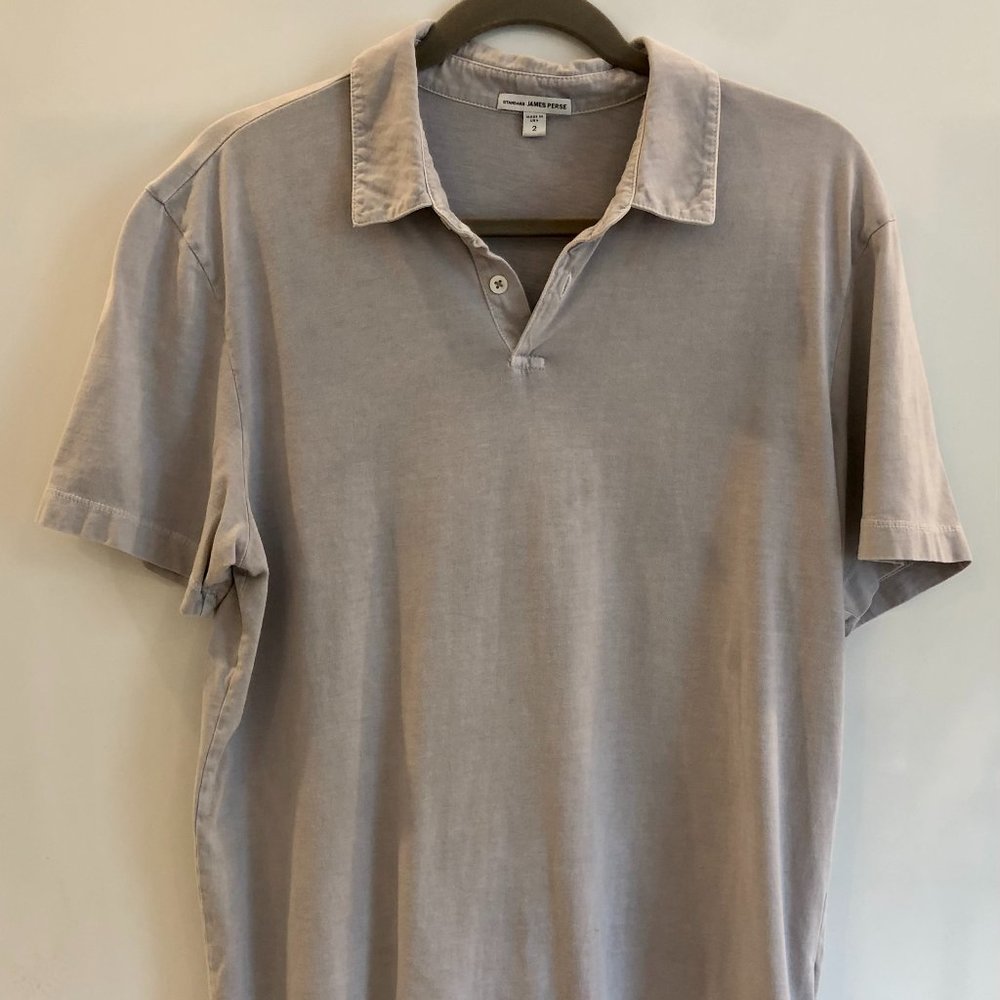 James Perse Sueded Jersey Polo (M/Grey)